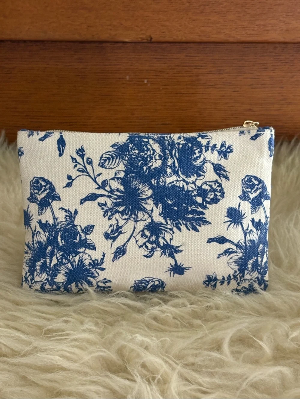 ipsy Glam Bag Blue and White Floral Toile de Jouy May 2025 Cosmetic Pouch